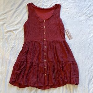 Red Sleeveless Button-Down Dress